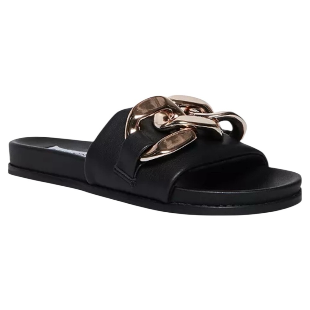 Steve Madden Black and Gold Sandals